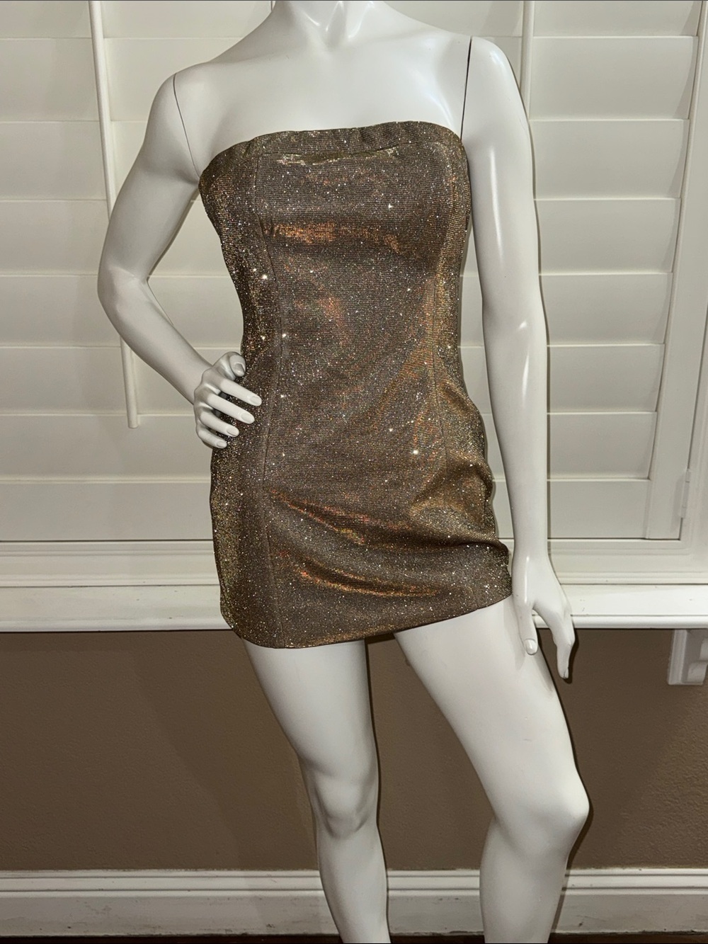 SLA The Label Camille Glitter Dress Bronze